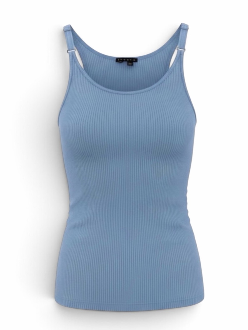 Theory Light Blue Scoop Neck Ribbed Cotton Tank Top Size Medium